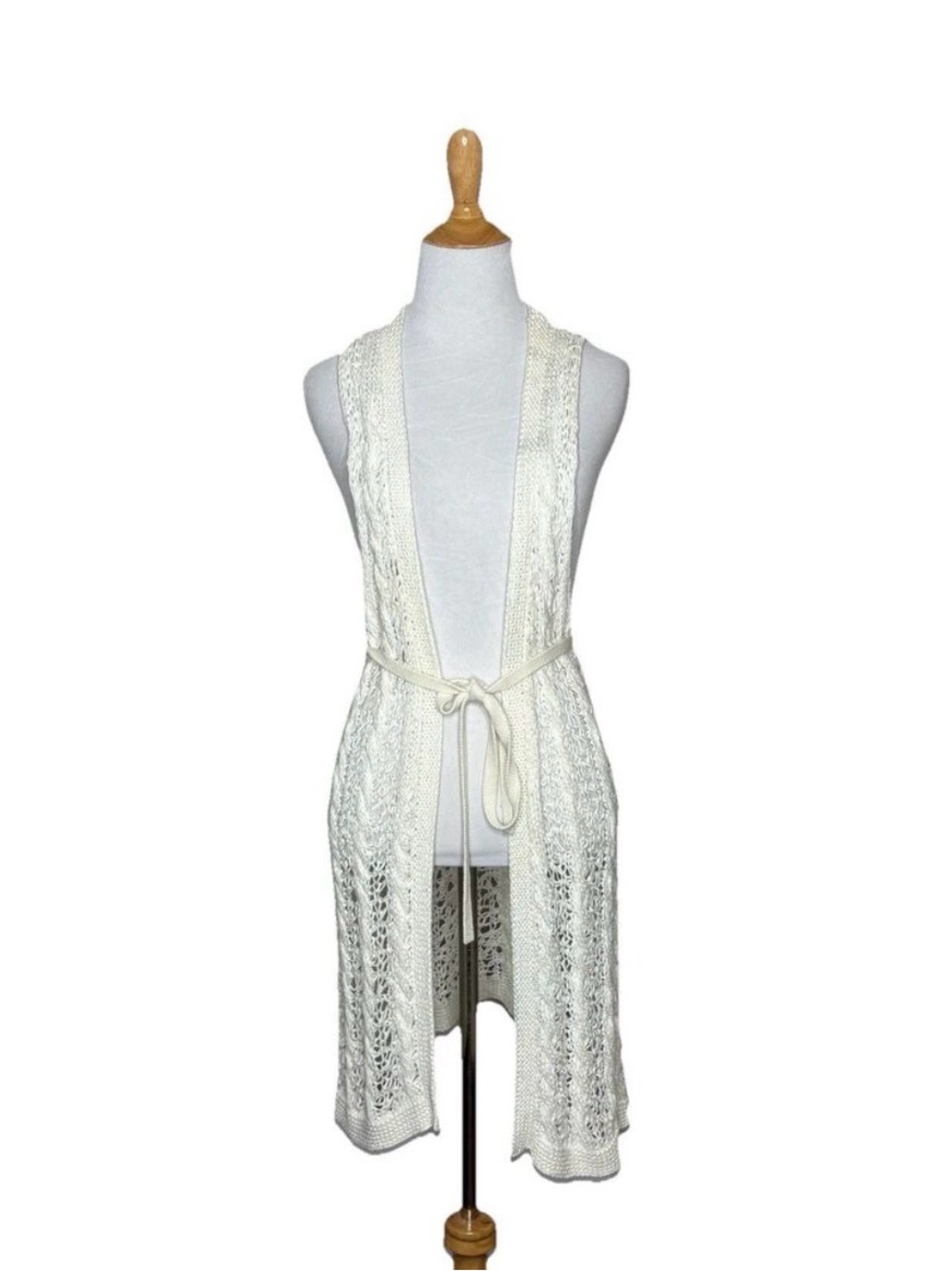 Banana Republic Lagenlook Duster Open Front Sweater Crochet Y2K Size Large